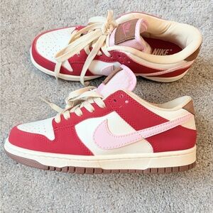 Nike Red and Pink Low-Top Sneakers Dunks Bacon women’s 8